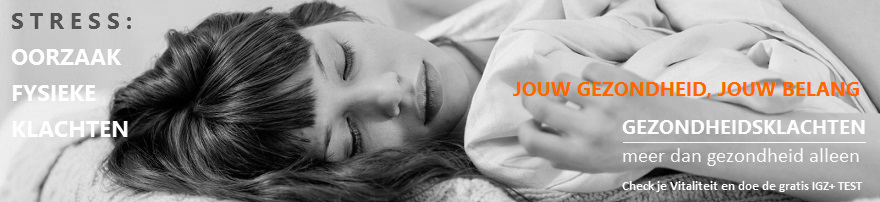 Banner Stress op het werk of thuis vrouw in bed jouw gezondheid